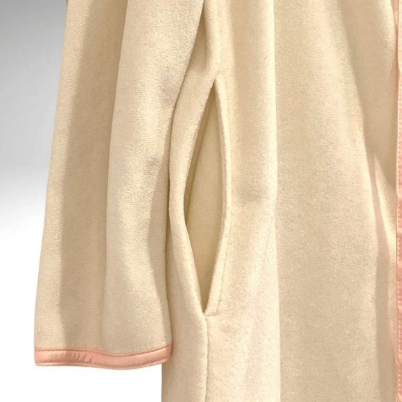 Vintage Bill Tice Velour Zip Robe Women Size 8 Ivory Pink Tulips High Collar - Picture 7 of 11